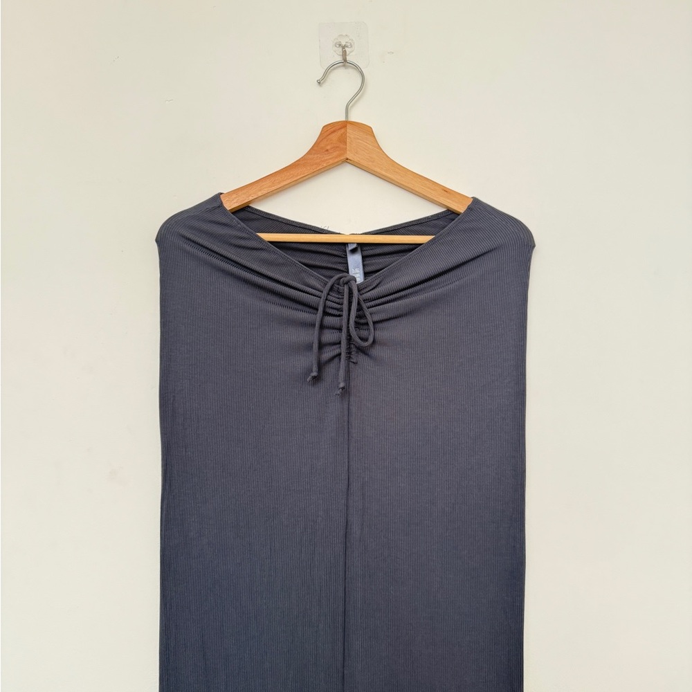 Skims Soft Lounge Ruched-front Long Skirt In Graphite - Picture 13 of 13